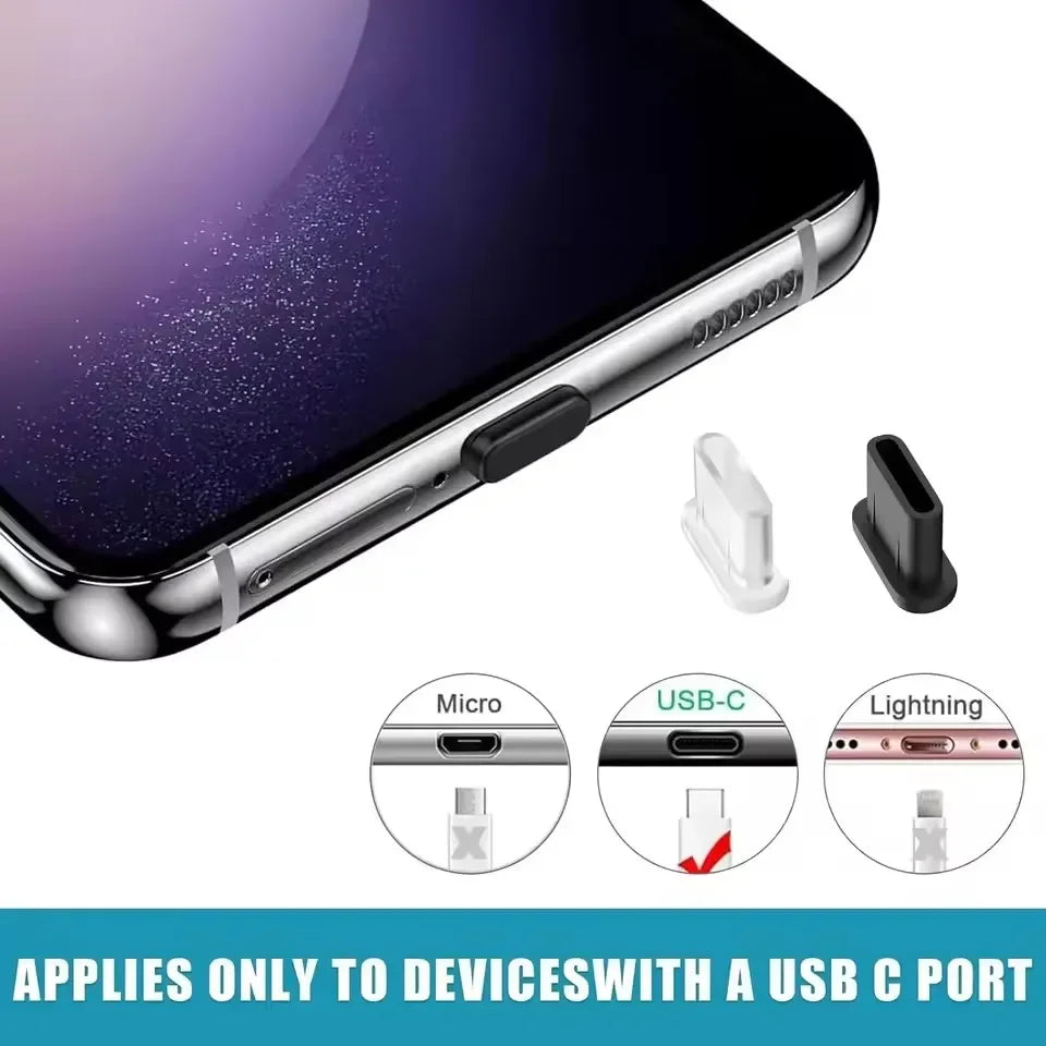 Silicone Dust Plugs Type C Charging Port Protector Stopper Cap Cover for Iphone 16 15 Pro Max 16 15 Plus Samsung Anti-Dust Plug