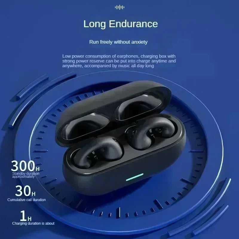 TWS Fone Bluetooth Headset 5.3 Wireless Headphones Clip Ear Music Noise Canceling HD Call Sports Gaming Earphone