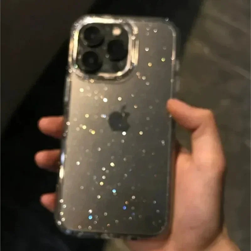 Pink Glitter Bling Clear Soft Case for IPhone 17 Air 16 15 14 13 12 11 Pro Max Plus 17Pro 16Pro 16e I Phone Women Fundas Cover