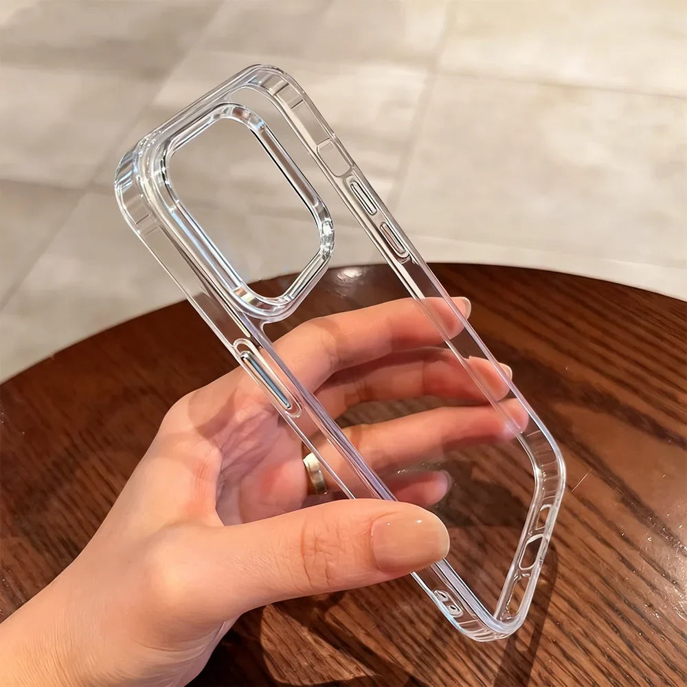 Luxury Transparent Phone Case For iPhone 18 17 Air 16 15 14 Plus 13 12 11 Pro Max Shockproof HD Clear Hard Acrylic Back Cover