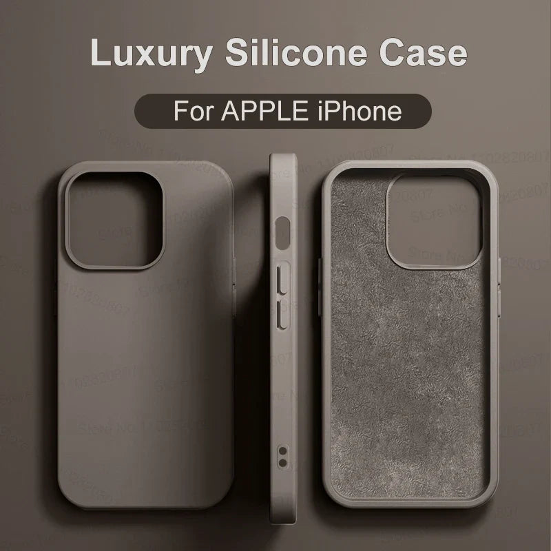 Luxury Shockproof Case For Apple iPhone 11 12 13 14 15 16 17 Pro Max 17 Air Plus Liquid Silicone Cases Cover Phone Accessories