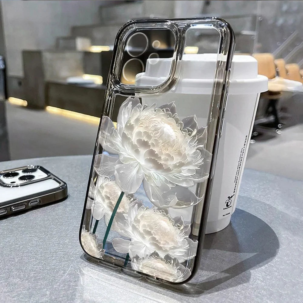 Flower Phone Case For iPhone 17 16 18 13 11 14 12 15 Pro Max Air 16e 7 Plus SE Shockproof Transparent Cover Silicone Soft Funda